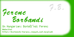 ferenc borbandi business card